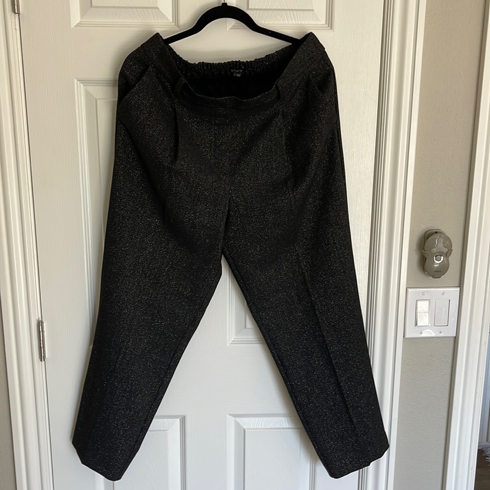 Ann Taylor LOFT NWOT pull on grey trousers with silver detail